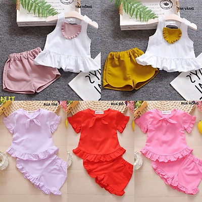 Bộ hè bé gái combo 5 bộ, cotton 4 c cao cấp size 5-21kg