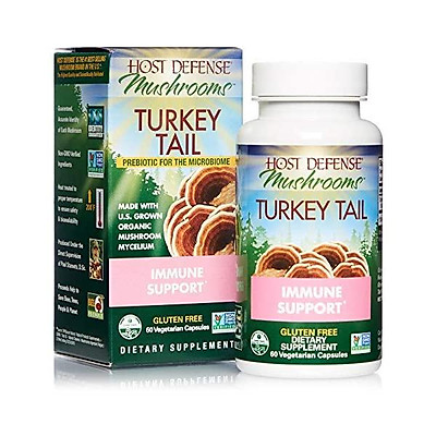 Host Defense, Turkey Tail, 120 Capsules, Natural Immune System and Digestive Support, Daily Mushroom Mycelium Supplement, USDA Organic, Gluten Free, 60 Servings