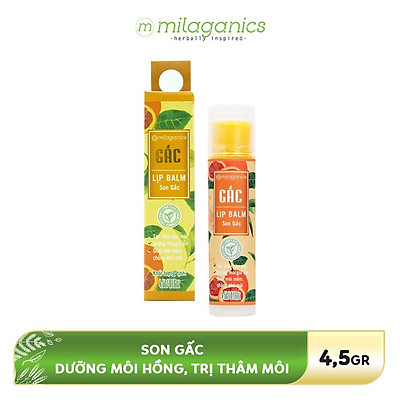 Combo Son Trà Xanh + Son Gấc + Son Dừa Dưỡng Môi, Giảm Thâm, Hồng Môi Milaganics (4.5g / Cây)