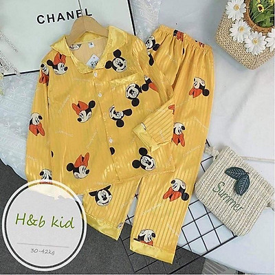 BỘ PIJAMA LỤA GẤM CAO CẤP BÉ GÁI