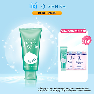 Sữa rửa mặt hỗ trợ trị mụn Senka Perfect Whip Acne Care 100g