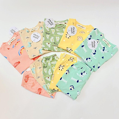 Bộ Cotton (mẫu2) 100% Minky Mom Họa Tiết Thú cưng - cầu vồng Cho Bé trai và bé gái (5-18kg)