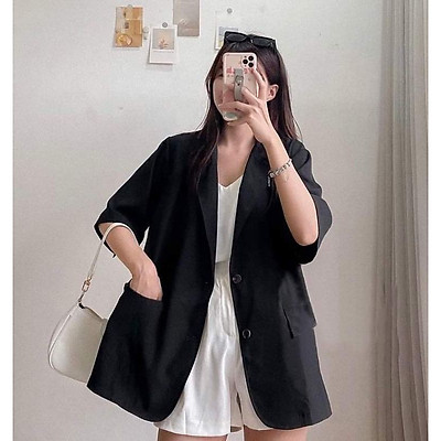 Áo blazer nữ cộc tay, áo vest nữ chất mát dáng rộng 3 màu xinh xắn