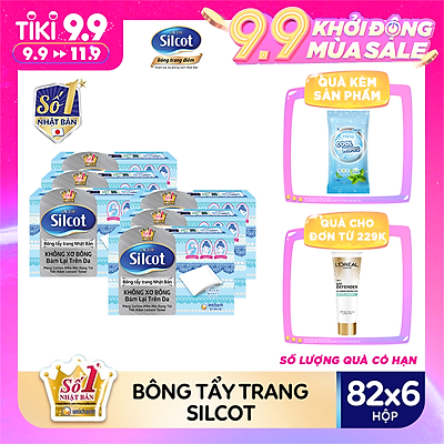 Combo 6 hộp bông tẩy trang Silcot (82 miếng/hộp)