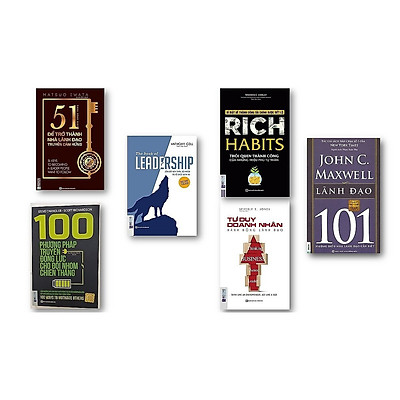 Combo 6 cuốn sách + 100 phương pháp truyền động lực cho đội nhóm chiến thắng + Rich Habits thói quen thành công của những triệu phú tự thân + Tư duy doanh nhân hành động lãnh đạo + 51 chìa khóa vàng để trở thành nhà lãnh đạo truyền cảm hứng + LEADERSHIP Dẫn dắt bản thân, đội nhóm và tổ chức vươn xa + 101 lãnh đạo QP