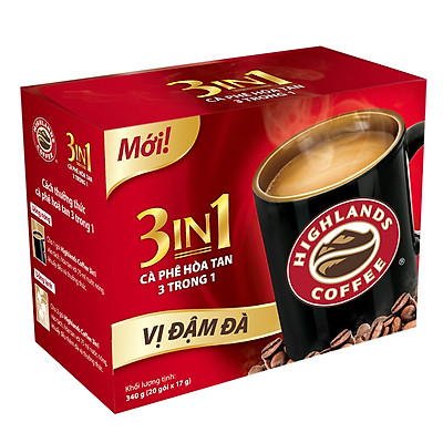 Cà Phê Highlands Coffee 3in1 Hòa Tan (20 Gói x 17g)