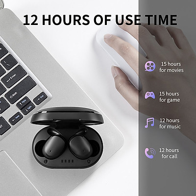 Tai nghe Bluetooth V5.0 True Wireless Earbuds điều khiển cảm ứng hỗ trợ nghe đơn hoặc đôi 2 bên tai với micro HD chống ồn dành cho smartphones