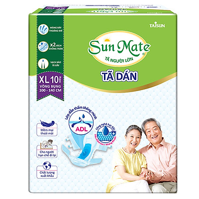 Combo 2 Tã Dán Người Lớn SunMate G2 Size XL10 (10 Miếng)