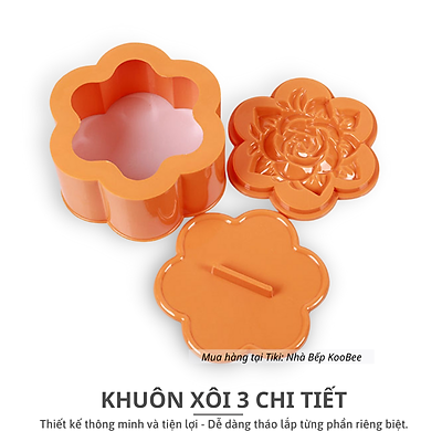 Khuôn xôi hoa hồng 3 size - Khuôn xôi hình hoa loại đẹp nhựa an toàn chịu nhiệt cao cấp KooBee (NB51)