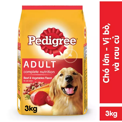 Thức ăn chó Pedigree vị thịt bò & rau củ túi 3kg