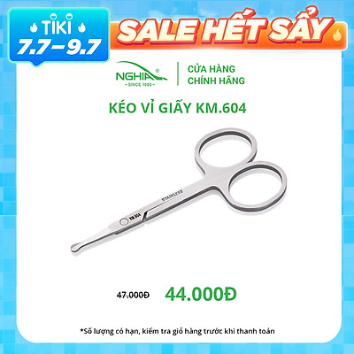 Kéo Cắt Tỉa Lông Mũi Đầu Tròn Kềm Nghĩa KM 604- Thép Không Gỉ Cao Cấp - Thiết Kế Nhỏ - Gọn - Nhẹ - An toàn