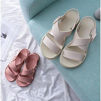  Giày Sandal Nữ Nhựa Dẻo IDEP Đi Mưa Hapu (Đen, Hồng, Kem) - GL008