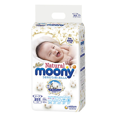 Tã Dán Moony Natural Bông Organic Newborn 63 (63 Miếng)