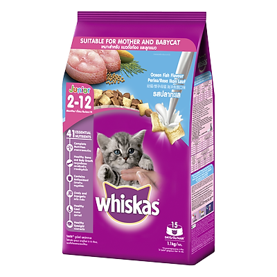 Thức ăn mèo con Whiskas vị cá biển & sữa 1.1kg