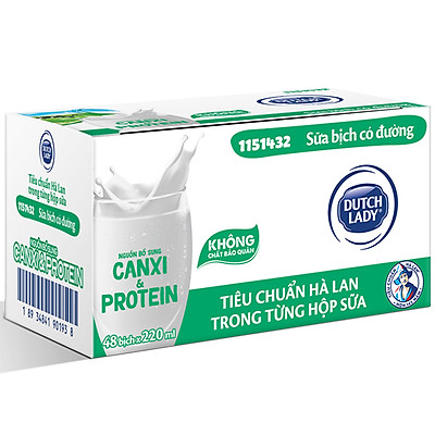 Thùng 48 Bịch Sữa Tiệt Trùng Dutch Lady Cô Gái Hà Lan Có Đường (48X220ml)