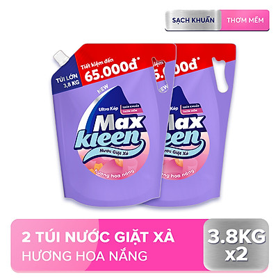 Combo 2 Túi Nước Giặt Xả Maxkleen Hương Hoa Nắng (3.8kg/túi)