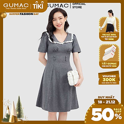 Đầm dáng xoè cổ V cúp ngực DB573 GUMAC