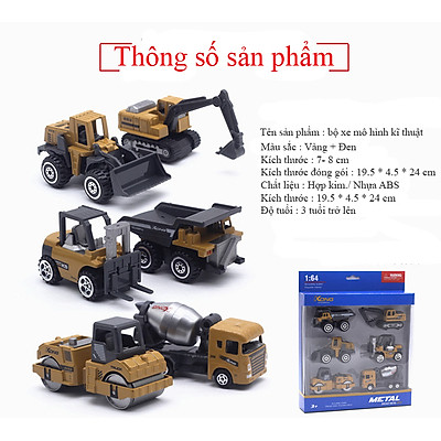 Xe công trình xây dựng bằng kim loại  KAVY gồm 6 xe chi tiết sắc sảo, an toàn cho bé, dùng làm đồ chơi trẻ em hoặc trang trí