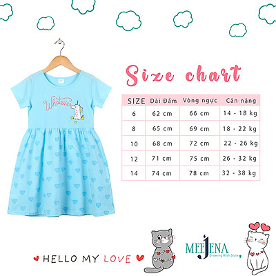 Đầm Bé Gái Ngắn Tay MEEJENA Váy Bé Gái 3-12 Tuổi , Vải 100% COTTON 4C - 1488