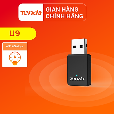 Tenda USB kết nối Wifi U9 chuẩn AC tốc độ 650Mbps - Hàng chính hãng