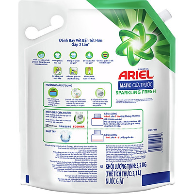 Nước Giặt Ariel Cửa Trước Tươi Mát Rực Rỡ 3.2Kg