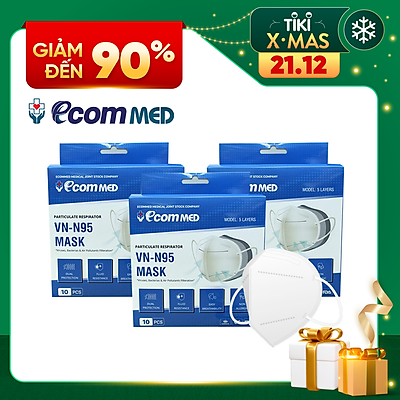 Khẩu Trang N95 EcomMed Combo 3 Hộp (10 cái/Hộp)