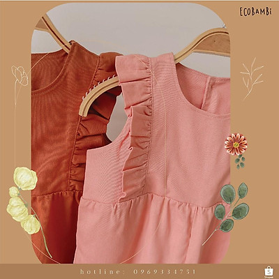 Jumpsuit linen bé gái Ecobambi