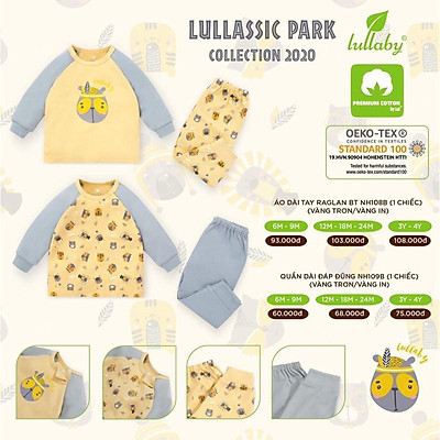 Bộ dài tay thu đông bé trai LULLABY (6m-4y) lẻ áo quần