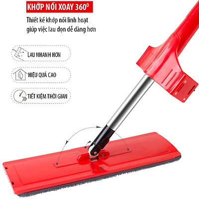 Cây Lau Nhà Tự Vắt Kitimop-Red Hàng Chính Hãng Cao Cấp, Tặng Kèm 2 Bông Lau