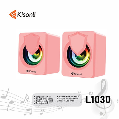 Loa 2.0 Kisonli L-1030 Pink LED - HÀNG CHÍNH HÃNG