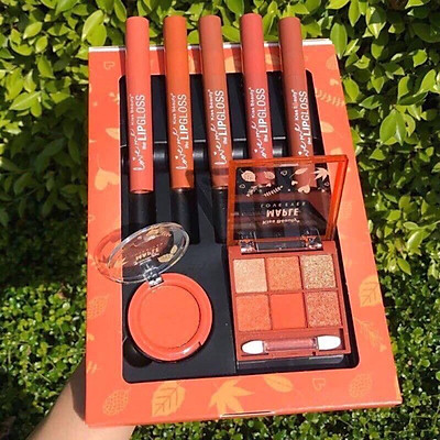 Full Set Trang Điểm Kiss Beauty Maple Suite 7 Sản Phẩm: 5 Thỏi Son + 1 Bảng Phấn Mắt 6 Ô + 1 Phấn Má(Tặng kèm kẻ mắt nước Lameila)