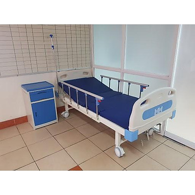 Giường bệnh nhân, giường y tế 2 tay quay sắt sơn tĩnh điện chất lượng cao