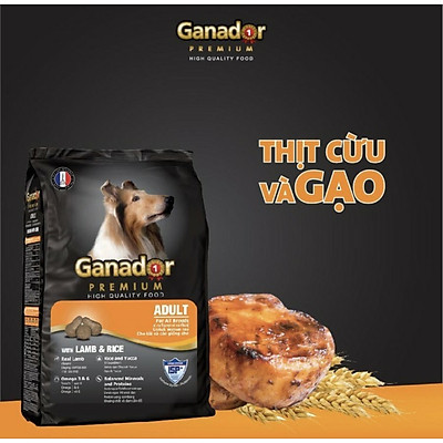 Thức ăn cho chó trưởng thành Ganador vị thịt cừu & gạo Lamb & Rice 1,5 kg