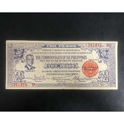 Tiền Philippine mệnh giá 2 pesos 1942 tặng kèm bao nilong bảo quản Tiki