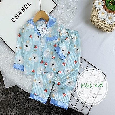 BỘ PIJAMA LỤA GẤM CAO CẤP BÉ GÁI