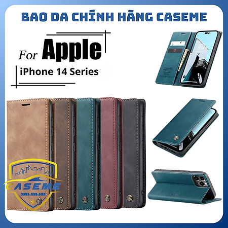 Bao da cao cấp dành cho iPhone 14 Pro Max, iPhone 14 Pro, iPhone 14 Plus, iPhone 14 dạng ví Caseme - Hàng Nhập Khẩu