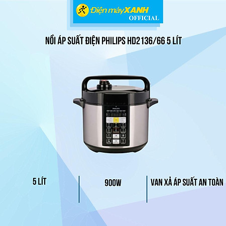 Nồi áp suất điện Philips HD2136/66 5 lít - Hàng Chính Hãng