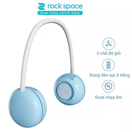 Quạt mini đeo cổ không cánh Rockspace sạc tích điện, dùng liên tục 5h có 3 chế độ gió - Hàng chính hãng