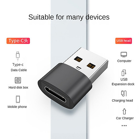 Đầu Chuyển USB Sang Type C - Giao Màu Ngẫu Nhiên - Hàng Nhập Khẩu
