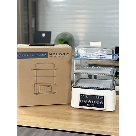 Nồi Hấp Điện MELODY Kiêm Hấp, Nấu Lẩu Đa Năng 2in1 hàng chính hãng