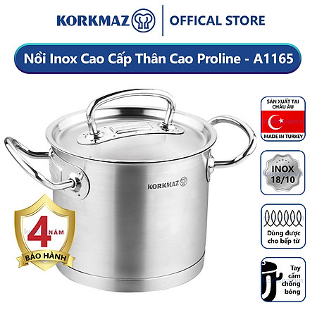 Nồi inox 18/10 thân cao Korkmaz Proline 5 lít - 20x16,5 cm