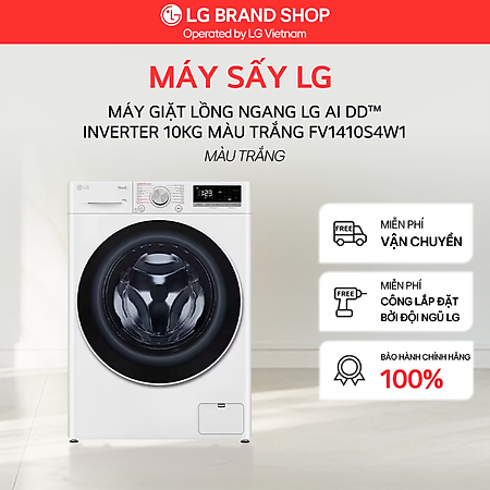 Máy giặt lồng ngang LG AI DD Inverter 10kg màu trắng FV1410S4W1 - Hàng Chính Hãng