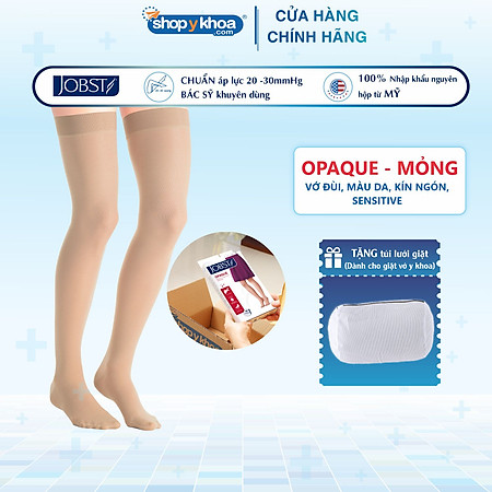 Vớ y khoa đùi silicone JOBST Opaque Sensitive - Mỏng,màu da,kín ngón, 20-30mmHg,giãn tĩnh mạch