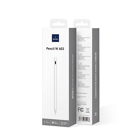 Bút cảm ứng chống tì tay WIWU Pencil W A03 Cho iPad Air4/5/6, Gen10/Pro 11/12.9/13 inch M2/M4 2024 - hàng chính hãng