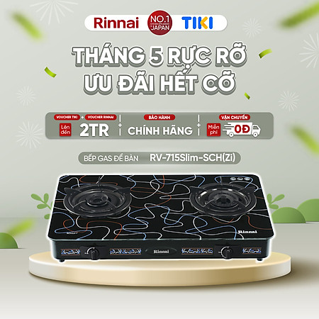 Bếp gas dương Rinnai RV-715Slim-SCH(Zi) mặt bếp kính SCHOTT và kiềng bếp men - Hàng chính hãng.