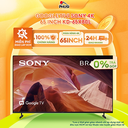Google Tivi Sony 4K 65 inch KD-65X80L - Hàng chính hãng - Giao HCM và 1 số tỉnh thành