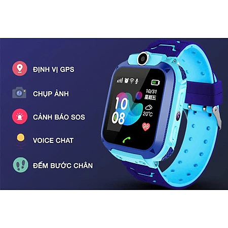 Đồng Hồ Thông Minh Trẻ Em Chống Nước Chuẩn IP67 Watch Q12 MÀU XANH - Hàng nhập khẩu