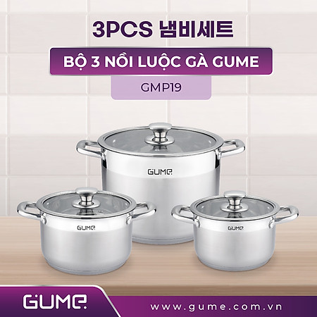 Bộ 3 Nồi GUME GMP19 Hàn Quốc- Bảo hành 5 năm hàng chính hãng
