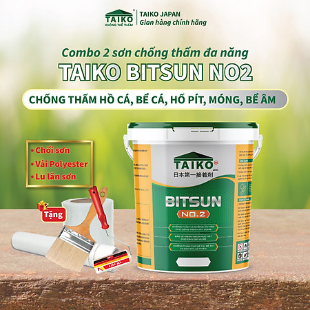 Sơn Chống Thấm Đa Năng Gốc Bitum TAIKO BITSUN NO 2 - Keo Sơn Chống Thấm Bể Cá Koi, Sàn Mái Nhà, Móng Nhà, Bể Âm