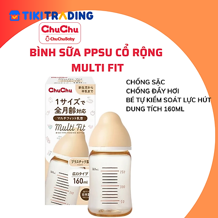 Bình sữa cổ rộng PPSU Multi Fit PPSU Chuchu Baby chính hãng